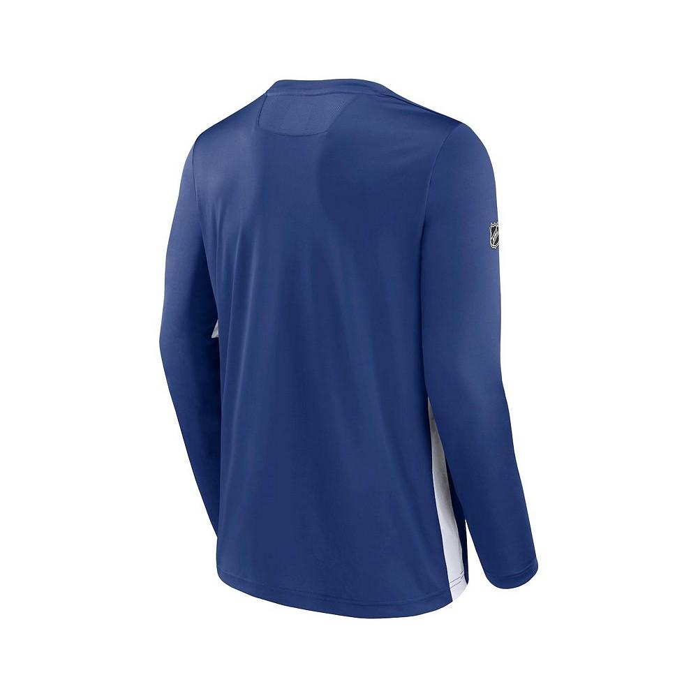 Men's Branded Blue Toronto Maple Leafs Authentic Pro Rink Performance Long Sleeve T-Shirt商品第2张图片规格展示
