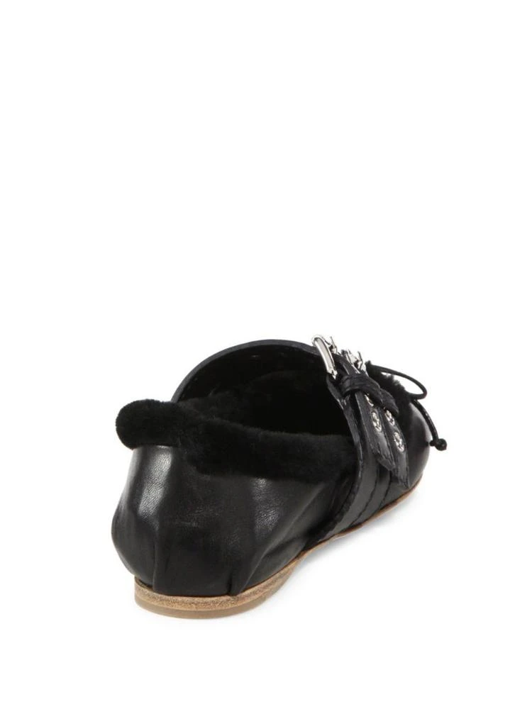 商品Miu Miu|Double-Strap Leather & Shearling Ballet Flats,价格¥2668,第2张图片详细描述