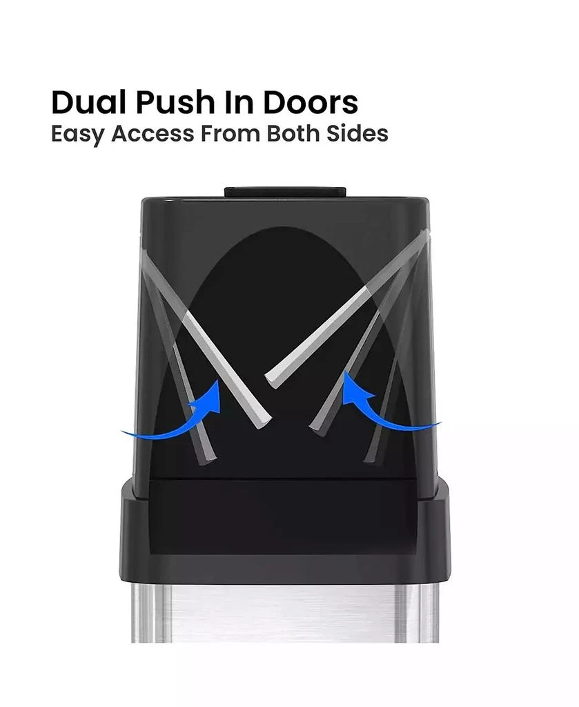 商品iTouchless|Stainless Steel Dual Push Door Trash Can with AbsorbX Odor Filter and Wheels, Silver,价格¥1481,第2张图片详细描述