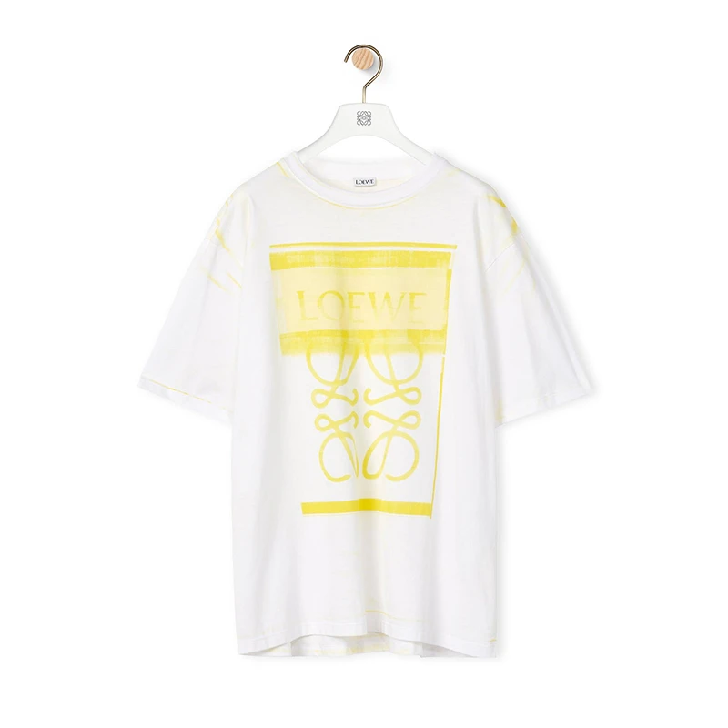 商品Loewe|LOEWE/罗意威 22年秋冬新款 男士白色/黄色纯棉复印效果Anagram Logo印花T恤,价格¥3542,第1张图片