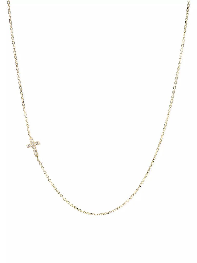 商品Anzie|Love Letter 14K Yellow Gold & 0.08 TCW Diamond Cross Charm Necklace,价格¥6369,第3张图片详细描述