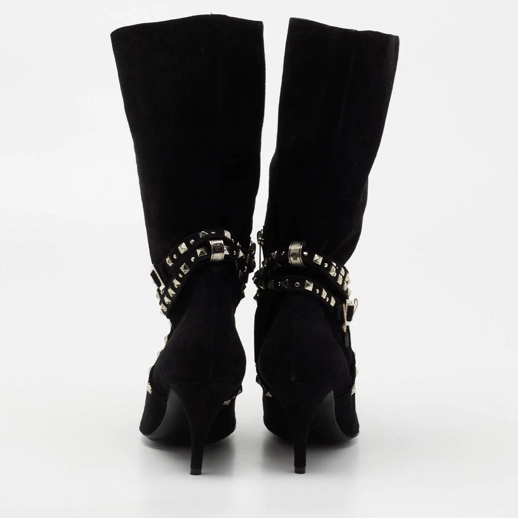 商品[二手商品] Versace|Versace Black Suede Studded Mid Calf Boots Size 38,价格¥882,第5张图片详细描述