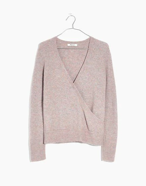 商品Madewell|Wrap-Front Pullover Sweater in Coziest Yarn,价格¥317,第1张图片