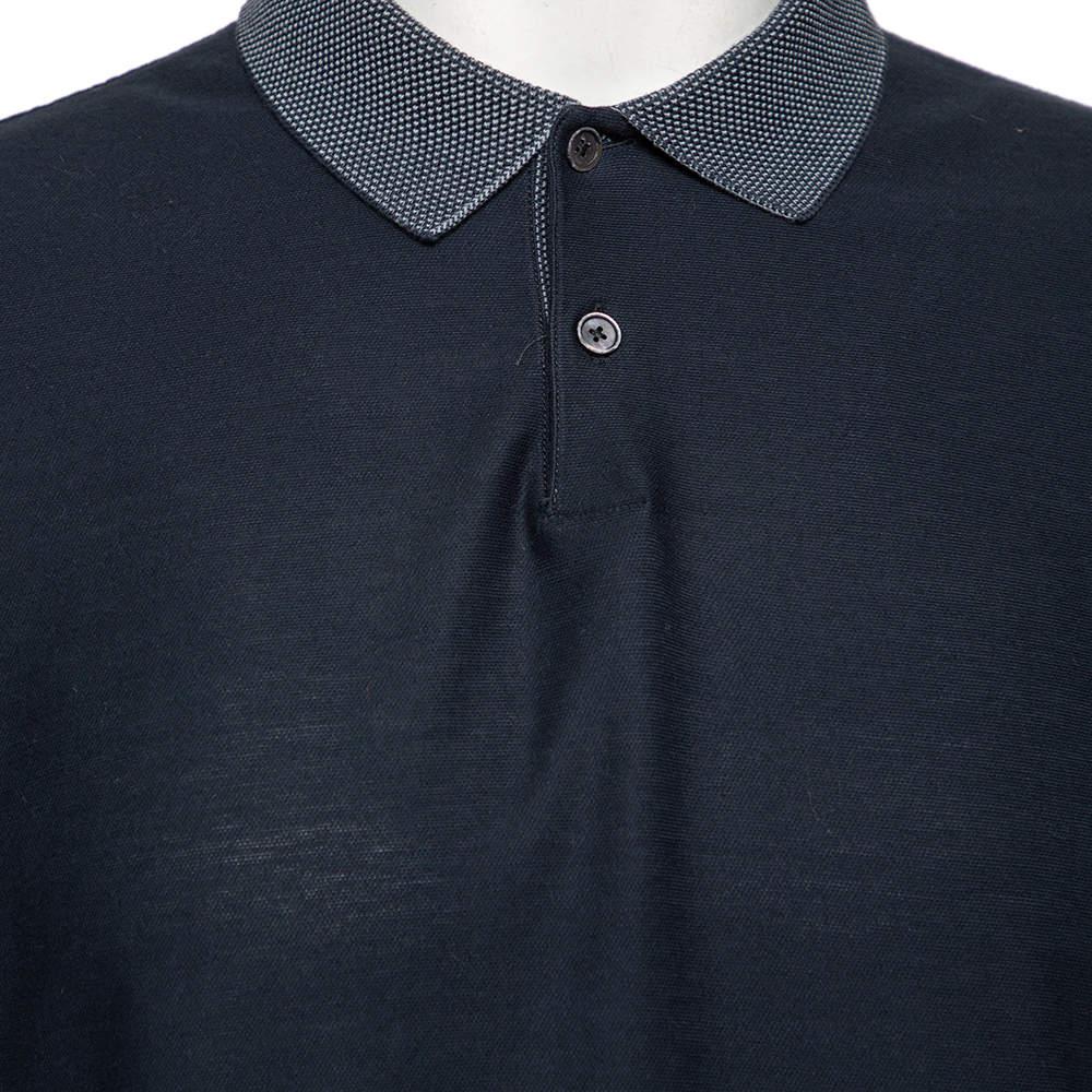 Ermenegildo Zegna Teal Green Cotton Knit Contrast Trim Polo T-Shirt M商品第4张图片规格展示