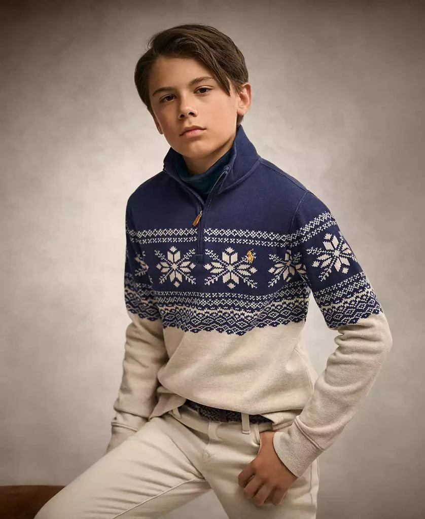 商品Ralph Lauren|Big Boys Snowflake Double-Knit Pullover Sweatshirt,价格¥425,第1张图片