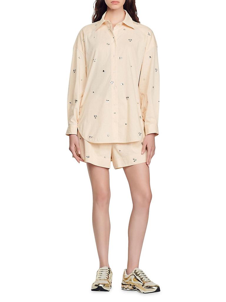 Malaga Poplin Embellished Button Down Shirt商品第2张图片规格展示