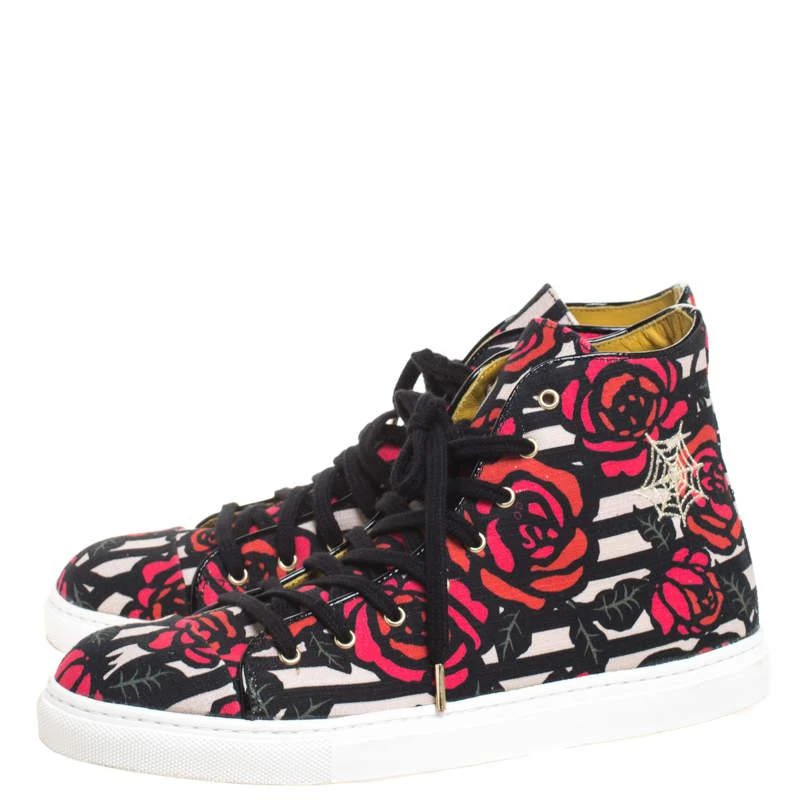 商品[二手商品] Charlotte Olympia|Charlotte Olympia Multicolor Rose Print Canvas High Top Sneakers Size 38.5,价格¥2003,第4张图片详细描述