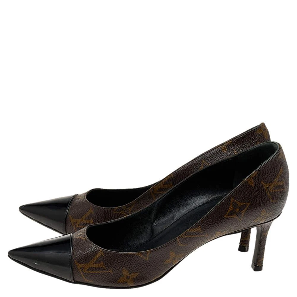 商品[二手商品] Louis Vuitton|Louis Vuitton Brown/Black Monogram Canvas and Patent Leather Cap Toe Fetish Pumps Size 36,价格¥2122,第4张图片详细描述