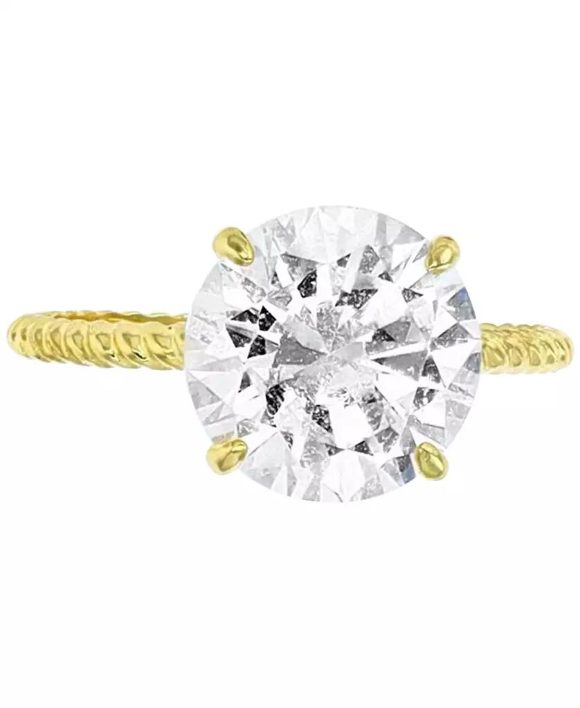 商品Macy's|Cubic Zirconia Solitaire Textured Shank Engagement Ring in 10k Gold,价格¥646,第1张图片