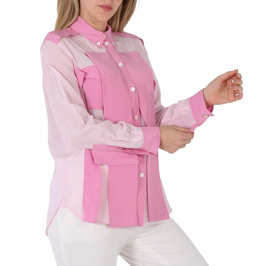 商品Burberry|Ladies Beckierl Pale Candy Pink Panelled Silk Crepe-De-Chine Shirt,价格¥1108,第2张图片详细描述
