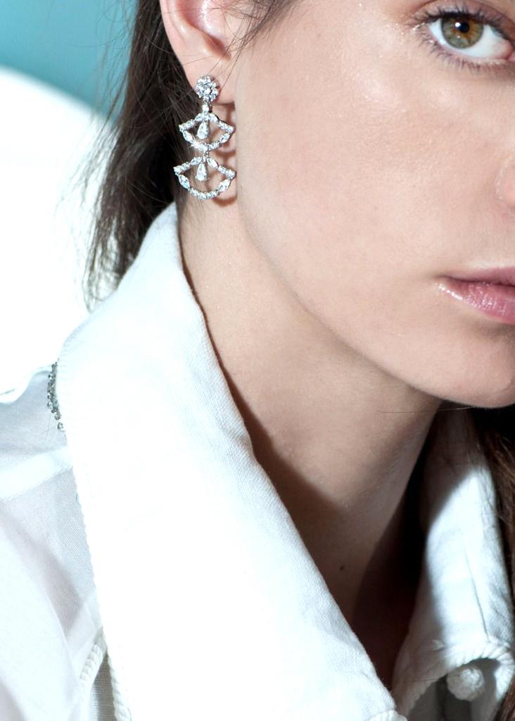 Sterling silver cubic zirconia dandelion blossom earrings商品第3张图片规格展示