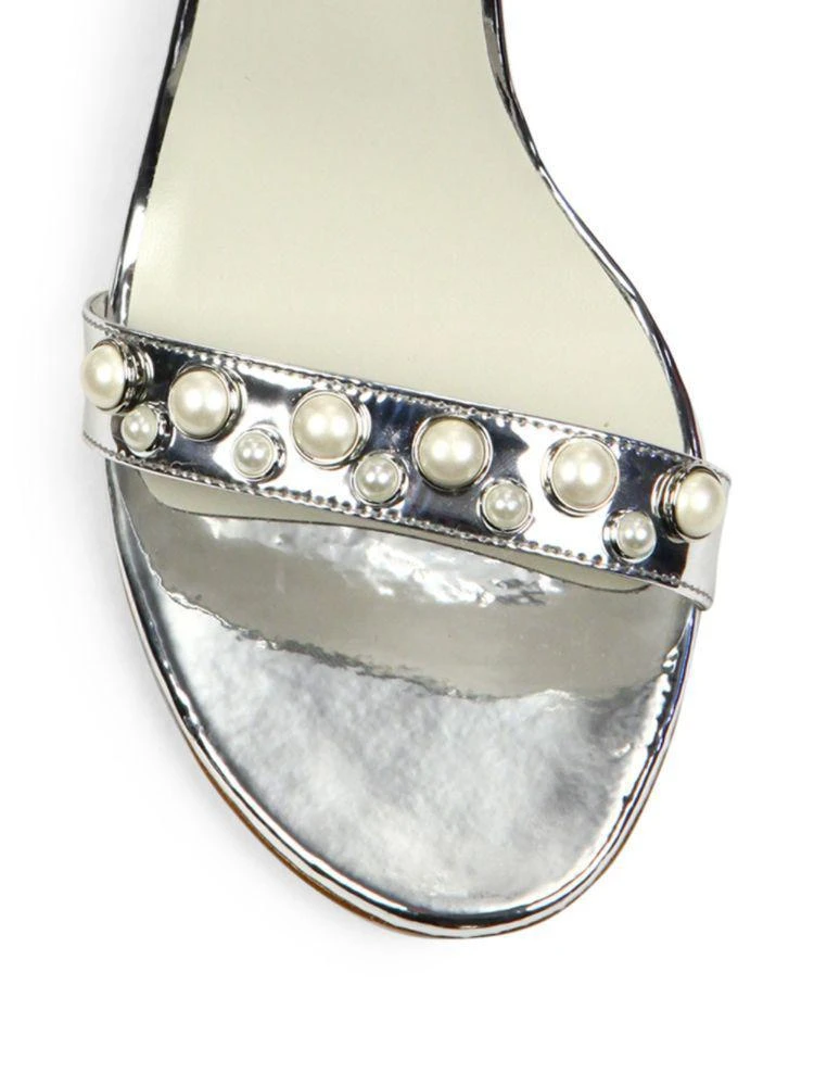 商品Stuart Weitzman|Morepearls Studded Metallic Ankle Strap Sandals,价格¥1180,第3张图片详细描述