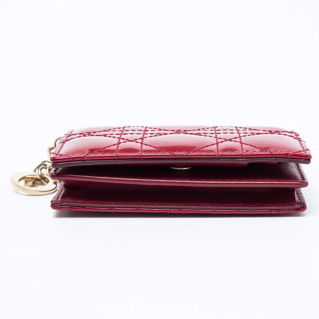 Dior Maroon Cannage Patent Leather Lady Dior Card Holder商品第9张图片规格展示