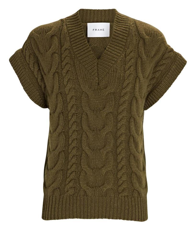 商品FRAME|Cable Knit Merino Wool Vest in Surplus,价格¥1804,第1张图片