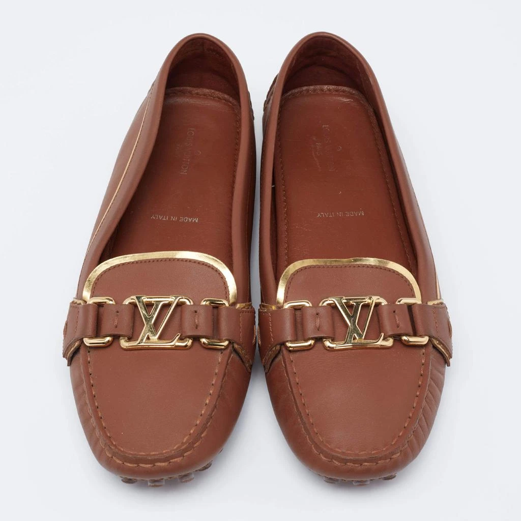 商品[二手商品] Louis Vuitton|Louis Vuitton Brown Leather Metal Logo Slip On Loafers Size 38,价格¥2854,第3张图片详细描述