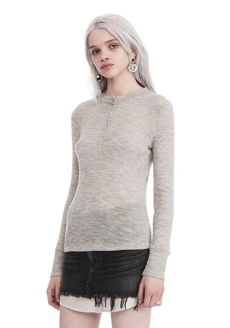 商品Alexander Wang|LONG SLEEVE TOP WITH ZIP HALF PLACKET,价格¥929,第5张图片详细描述