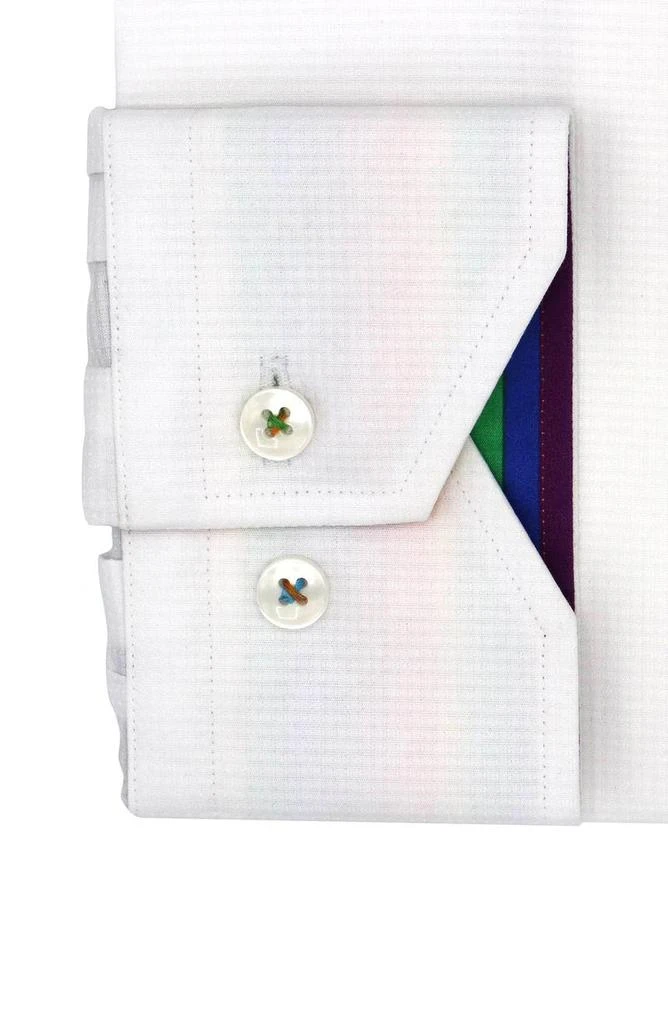 商品Lorenzo Uomo|Solid Textured Dress Shirt with Rainbow Trim,价格¥132,第3张图片详细描述