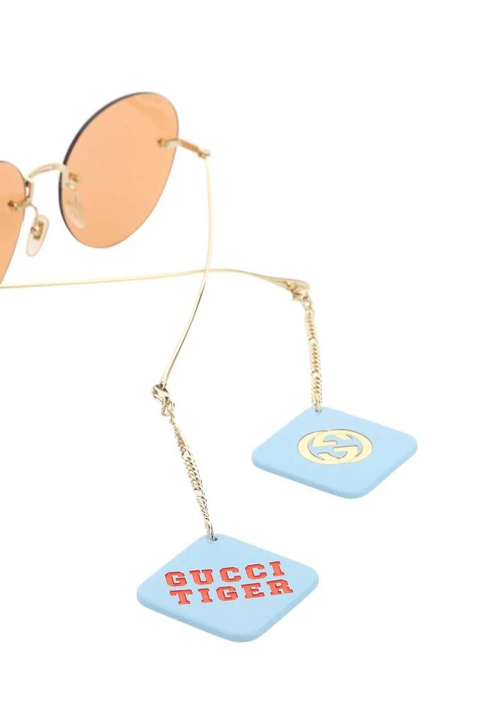 商品Gucci|Gucci Eyewear Round Frame Logo Pendant Sunglasses,价格¥2952,第3张图片详细描述