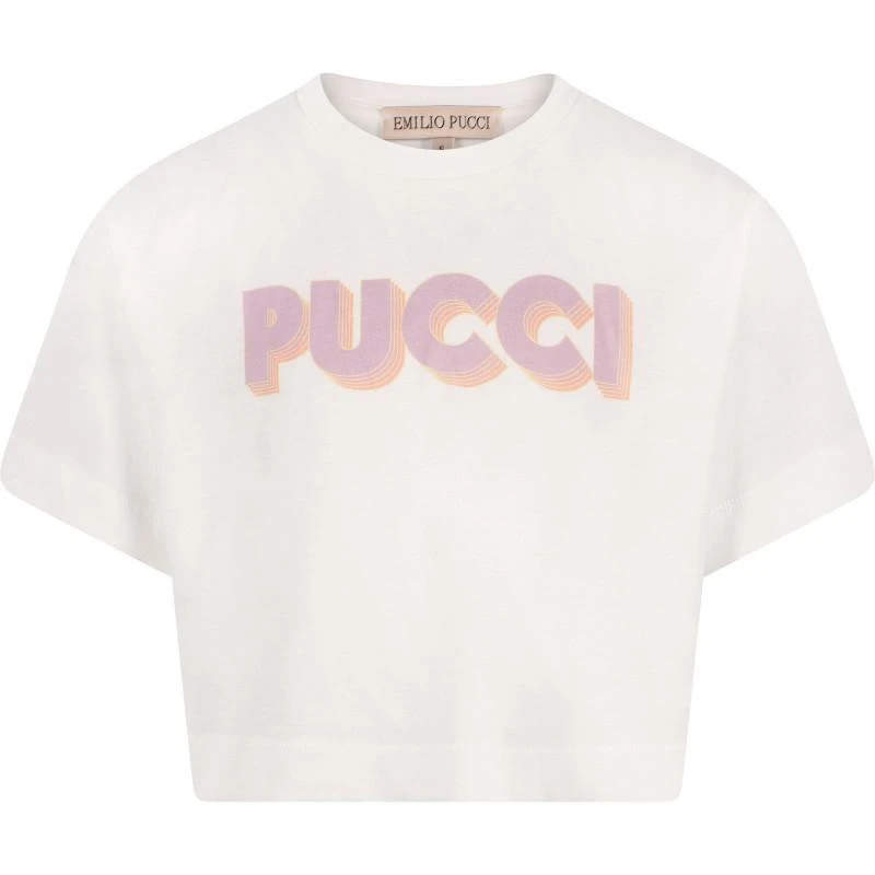 商品EMILIO PUCCI|Bold monogram cropped t shirt in white,价格¥862,第1张图片