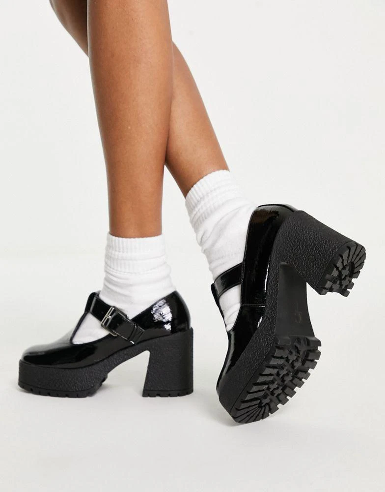 商品ASOS|ASOS DESIGN Spark chunky mary jane high shoes in black patent,价格¥264,第1张图片