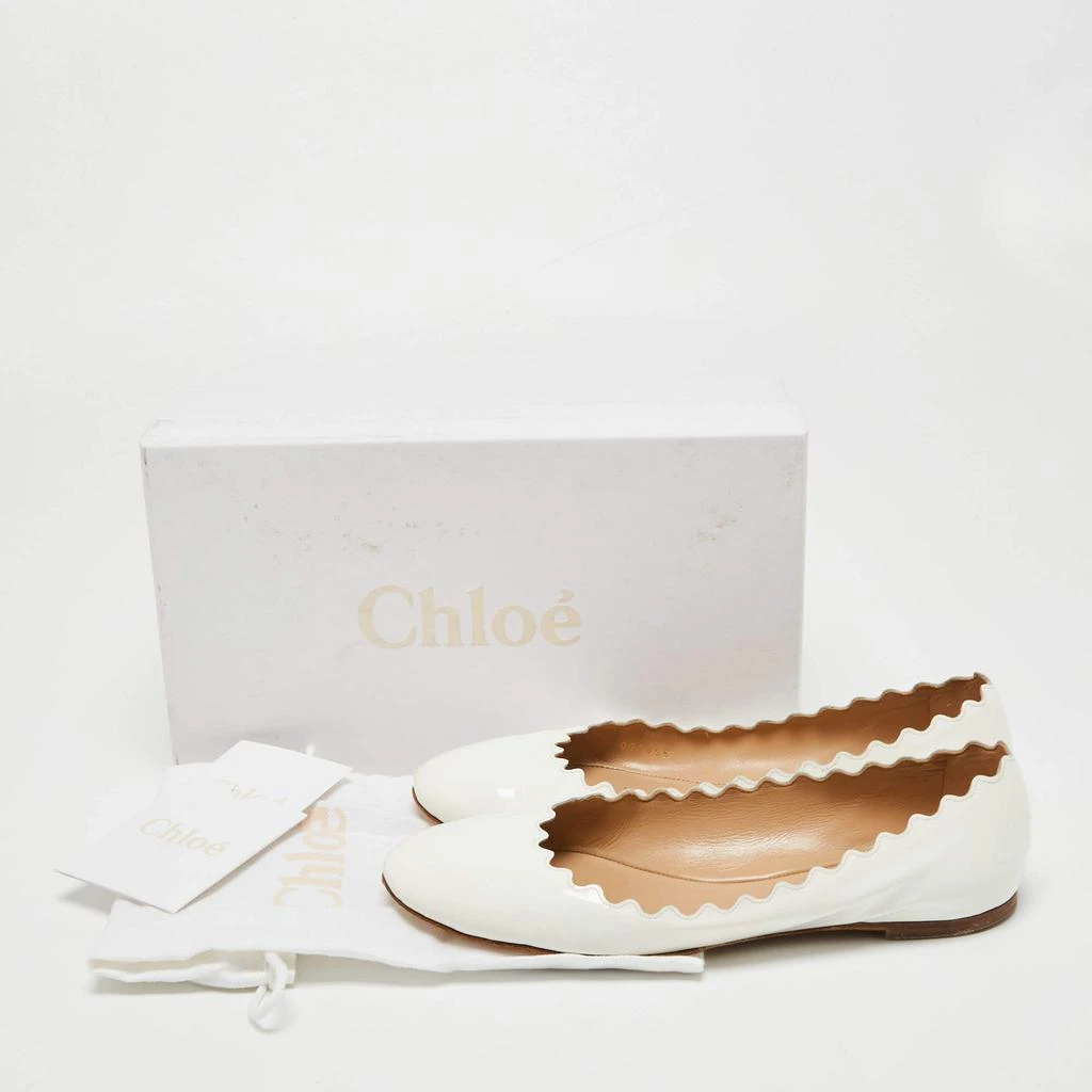 Chloe White Patent Leather Lauren Scalloped Ballet Flats Size 38.5 商品