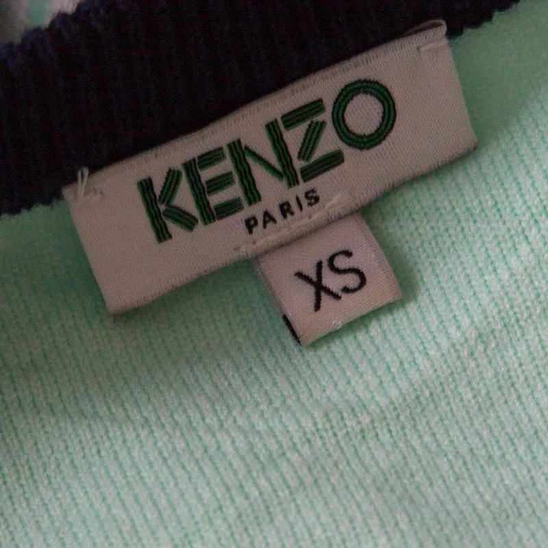 商品[二手商品] Kenzo|Kenzo Oui Non Navy Blue and Green Jacquard Knit Sweater XS,价格¥814,第5张图片详细描述