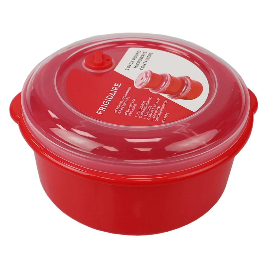 Home Basics Microwave Safe Plastic Round Food Storage Containers, (Pack of 3), Red 商品