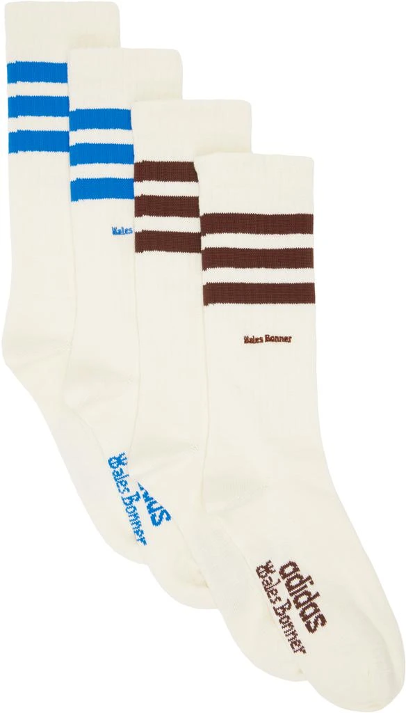 商品WALES BONNER|两双装灰白色 adidas Originals 联名条纹中筒袜,价格¥790,第1张图片