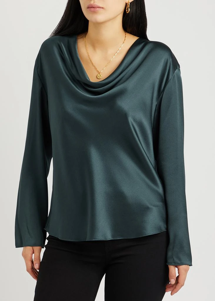 商品Vince|Teal draped silk-satin blouse,价格¥3646,第2张图片详细描述