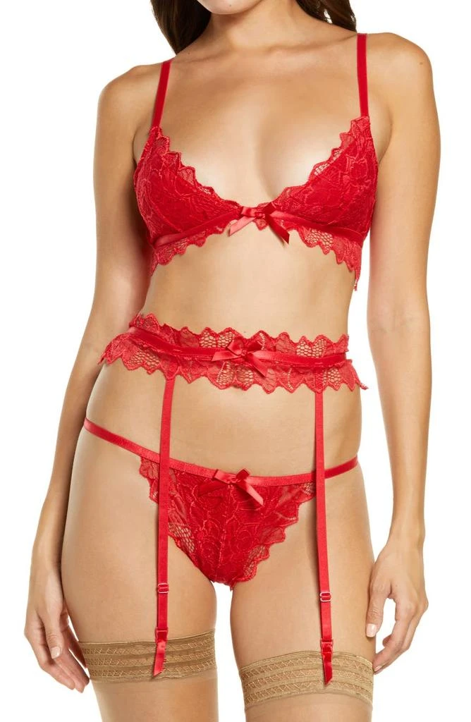 商品Oh La La Cheri|Lace Bralette, G-String & Garter Belt Set,价格¥167,第1张图片