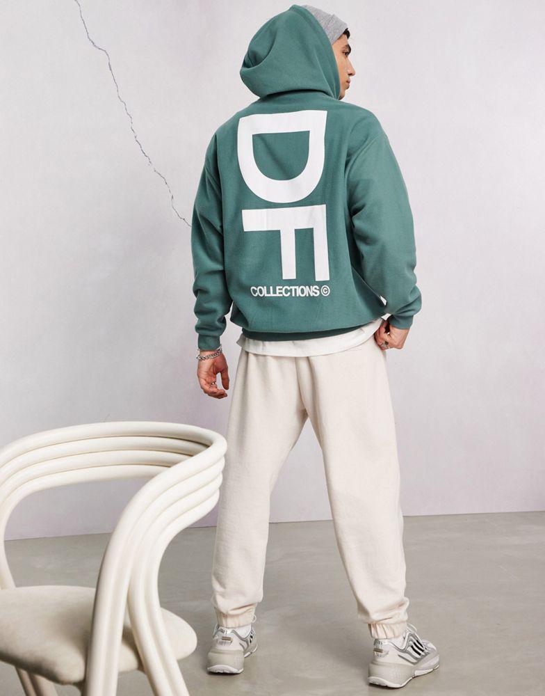 商品ASOS|ASOS Dark Future oversized hoodie in polar fleece with large back logo print in green,价格¥292,第1张图片