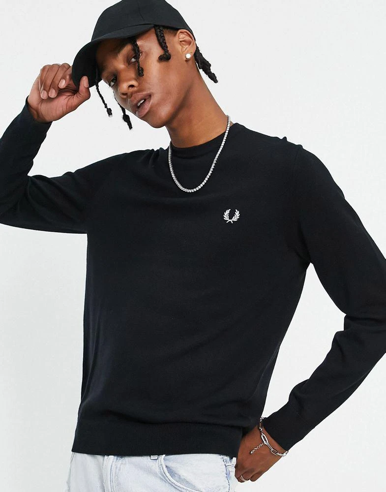 商品Fred Perry|Fred Perry crew neck jumper in black,价格¥546,第2张图片详细描述