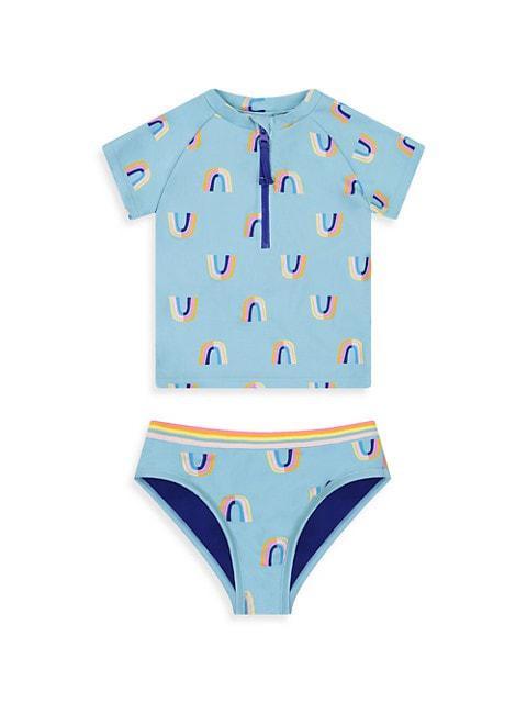 商品Andy & Evan|Little Girl's Rashguard T-Shirt & Bikini Bottoms Swimsuit Set,价格¥159,第1张图片