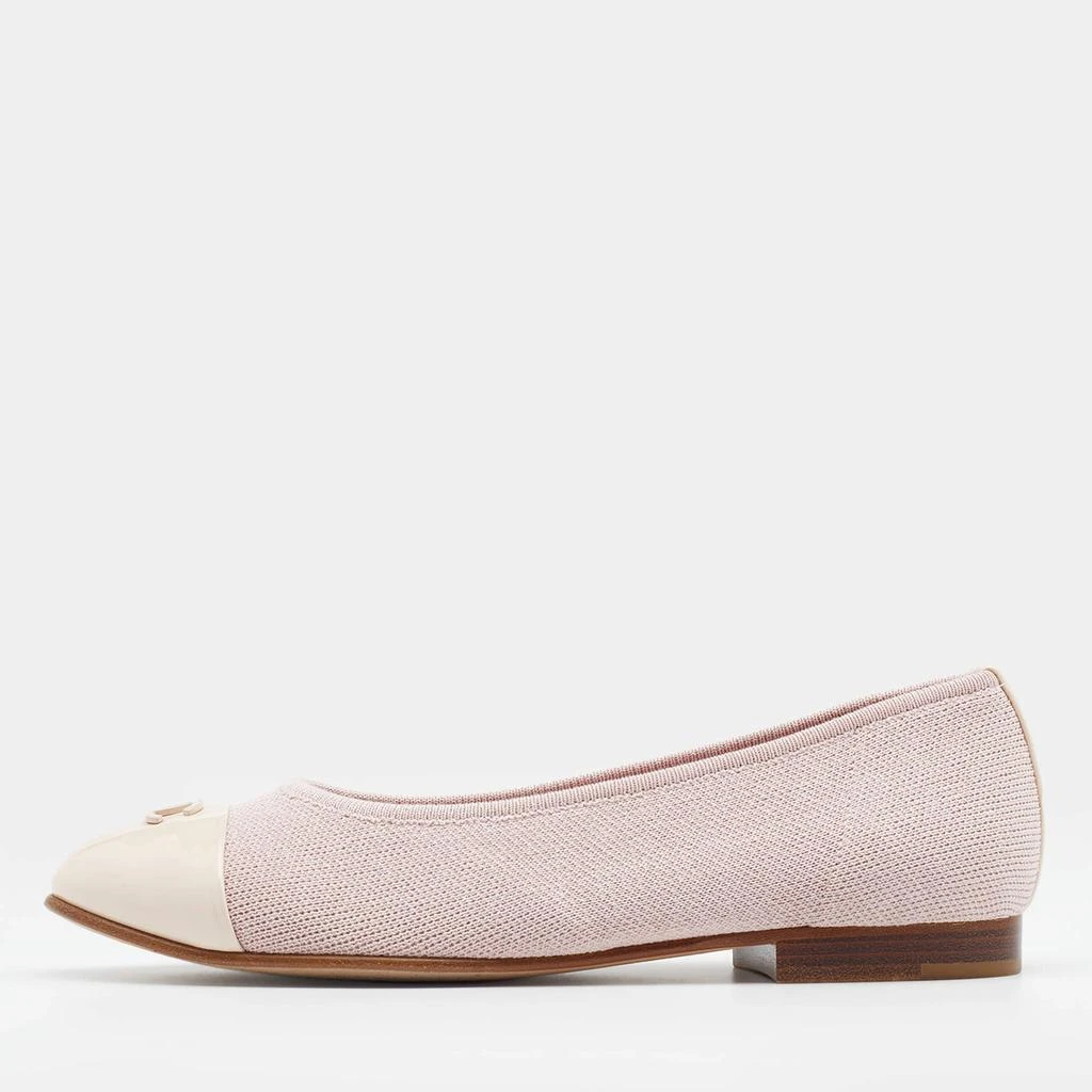 商品[二手商品] Chanel|Chanel Pink Knit Fabric and Patent Leather CC Cap Toe Ballet Flats Size 36,价格¥4254,第1张图片