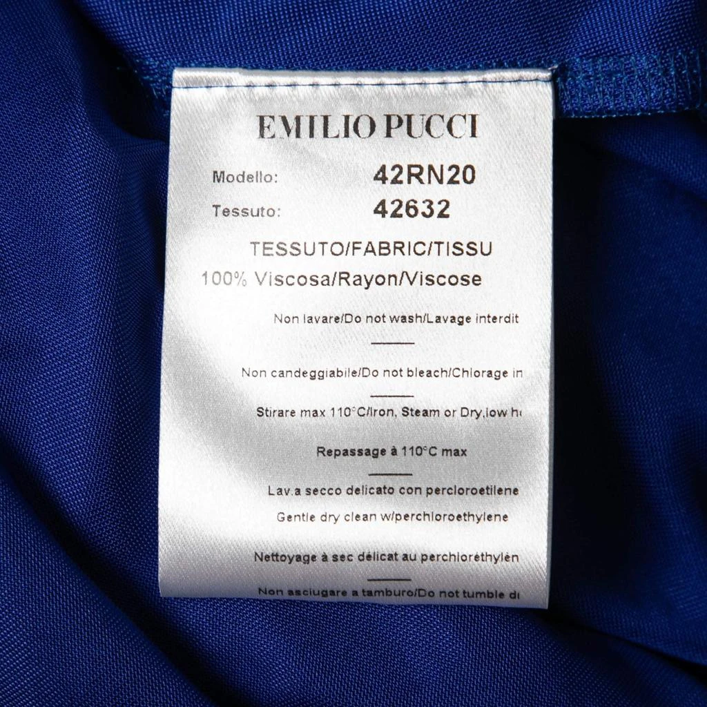 Emilio Pucci Blue Jersey Wrap Effect Pleated Blouse M 商品