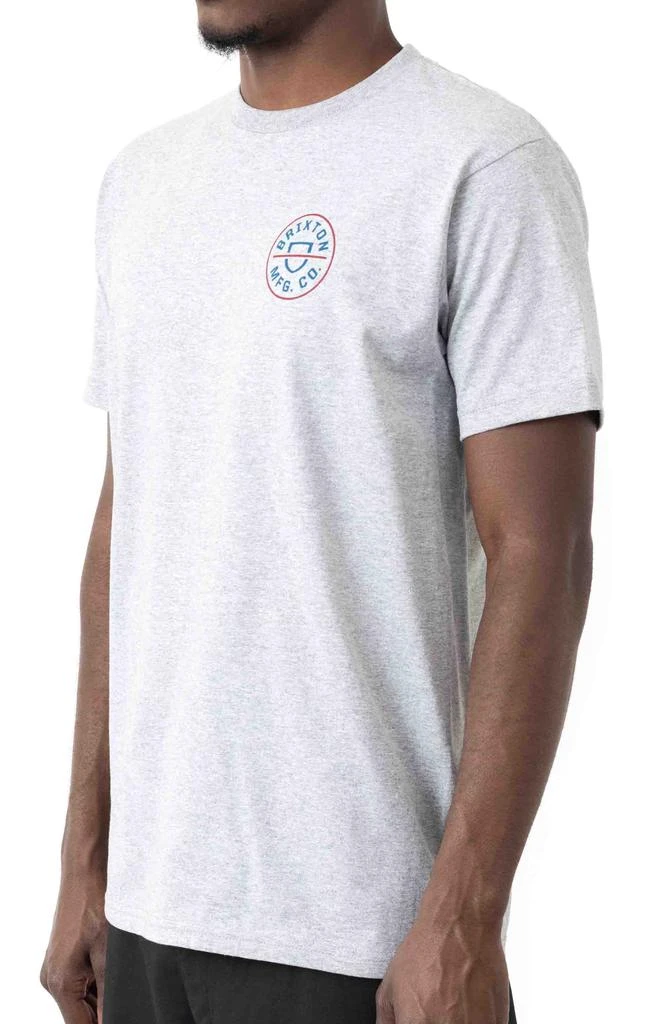 商品Brixton|Crest II T-Shirt - Heather Grey/Navy ,价格¥79,第3张图片详细描述