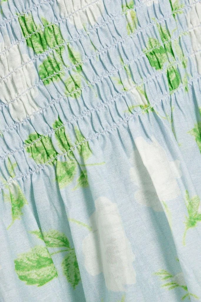 商品Ganni|Shirred floral-print cotton and silk-blend mini dress,价格¥649,第4张图片详细描述