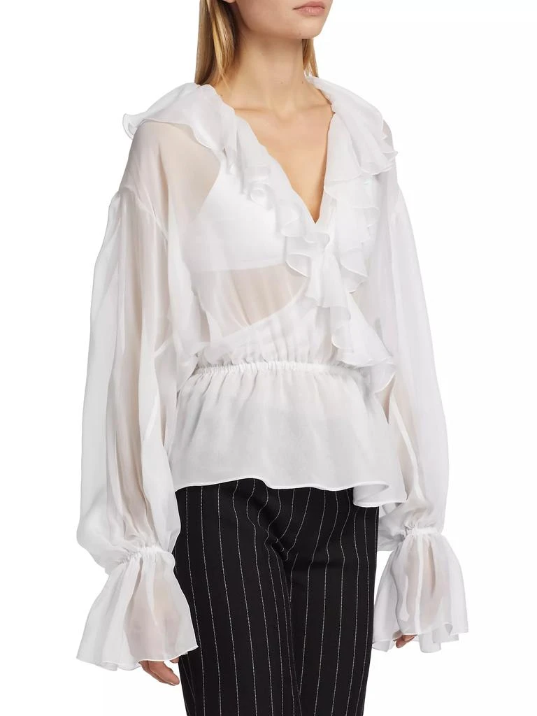 商品Dolce & Gabbana|Sheer Surplice Chiffon Silk Blouse,价格¥9648,第4张图片详细描述