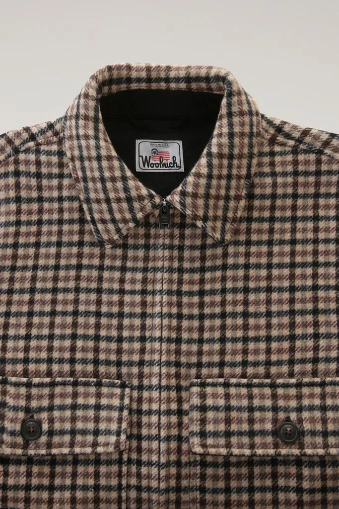 商品Woolrich|Wool Blend Zip-front Plaid Flannel Overshirt,价格¥2399,第2张图片详细描述