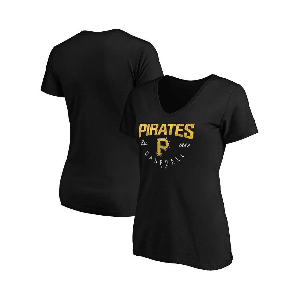 商品Fanatics|Women's Black Pittsburgh Pirates Plus Size Live For It Crossover V-Neck T-shirt,价格¥246,第2张图片详细描述