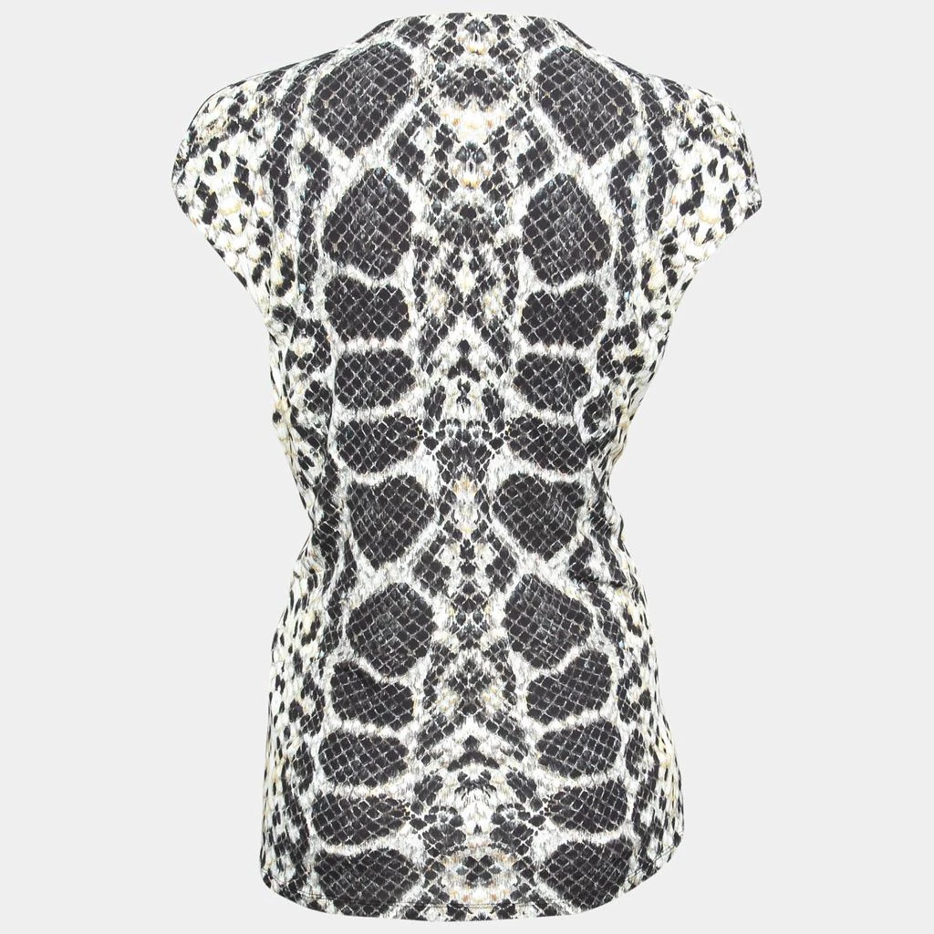 商品[二手商品] Roberto Cavalli|Roberto Cavalli Beige and Black Python Printed Jersey Ruched Detailed Blouse M,价格¥1052,第2张图片详细描述