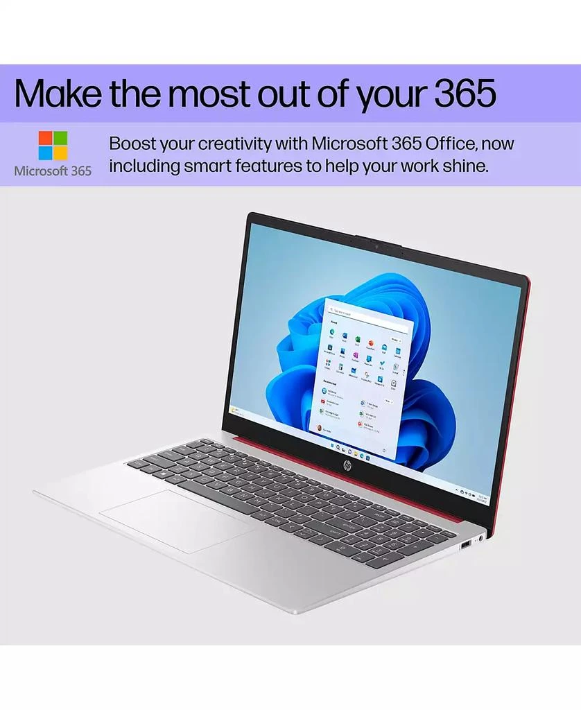商品HP|Essential Laptop, 15.6" HD 1366 768 Non-touch 60Hz, Intel N-Series N200, Intel UHD Graphics, 4GB DDR4 RAM, 128GB eMMC, Wi-Fi 5, Windows 11 Home, Red,价格¥2232,第3张图片详细描述