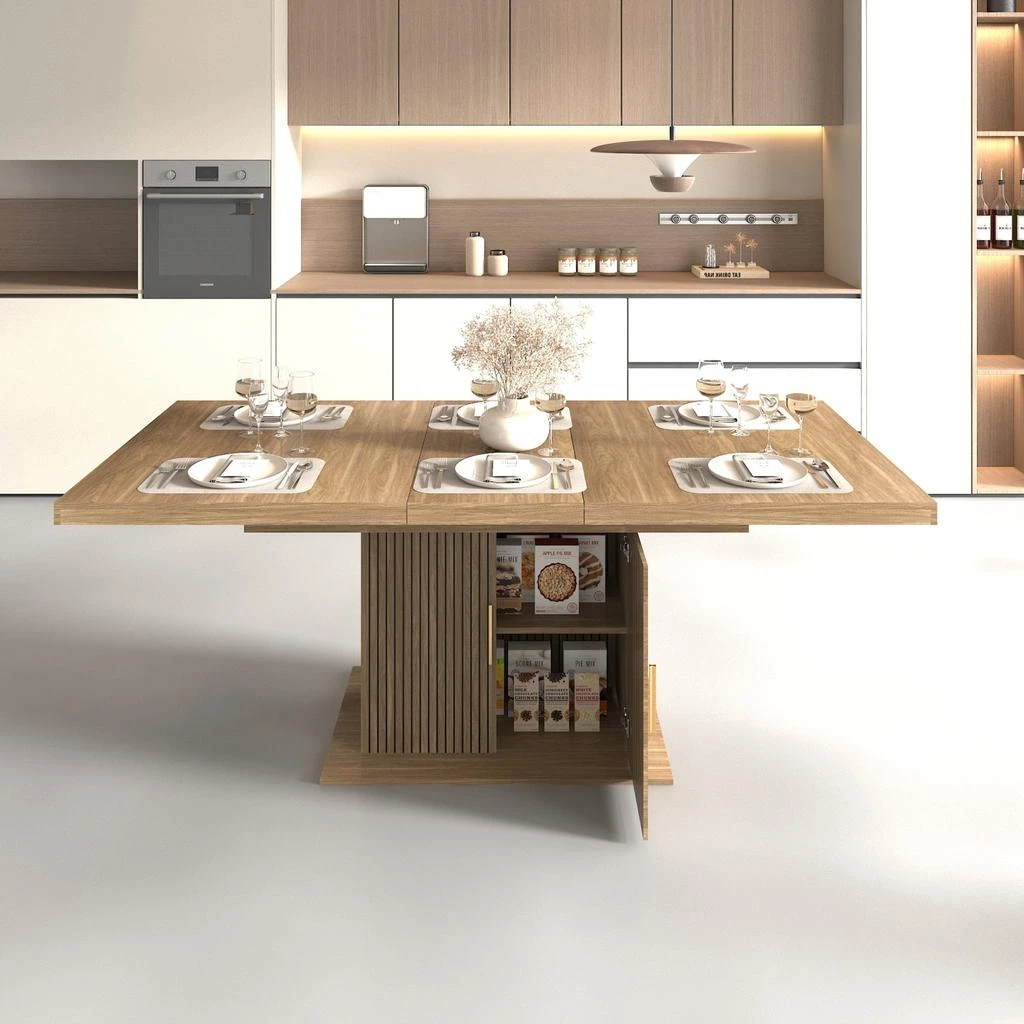 商品Streamdale Furniture|Streamdale Expandable Dining Table with Storage, Seats 6-10,价格¥3180,第1张图片