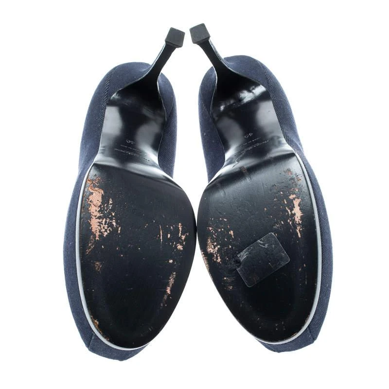 Yves Saint Laurent Blue Denim Fabric Tribtoo Platform Pumps Size 40 商品