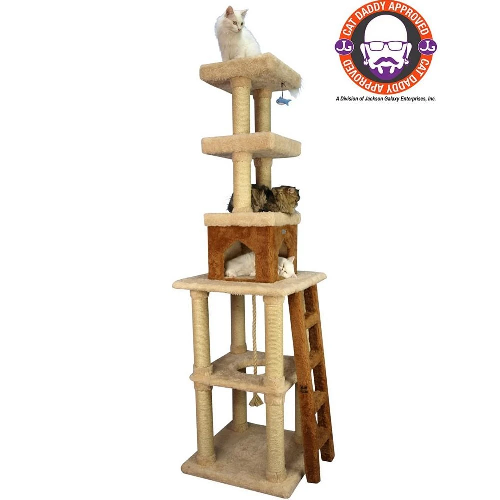 商品Macy's|Multi-Level Real Wood Cat Tower With Condo, Rope Swing, Ladder and 2 Perches,价格¥2662,第3张图片详细描述