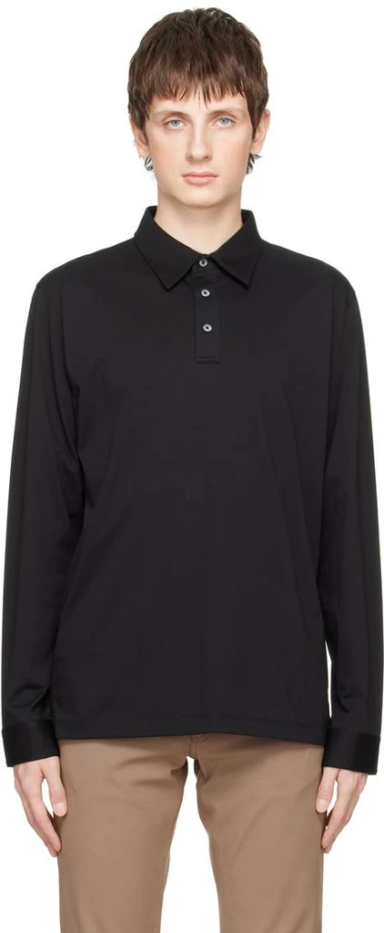 商品Theory|Black Ronan Long Sleeve Polo,价格¥462,第1张图片