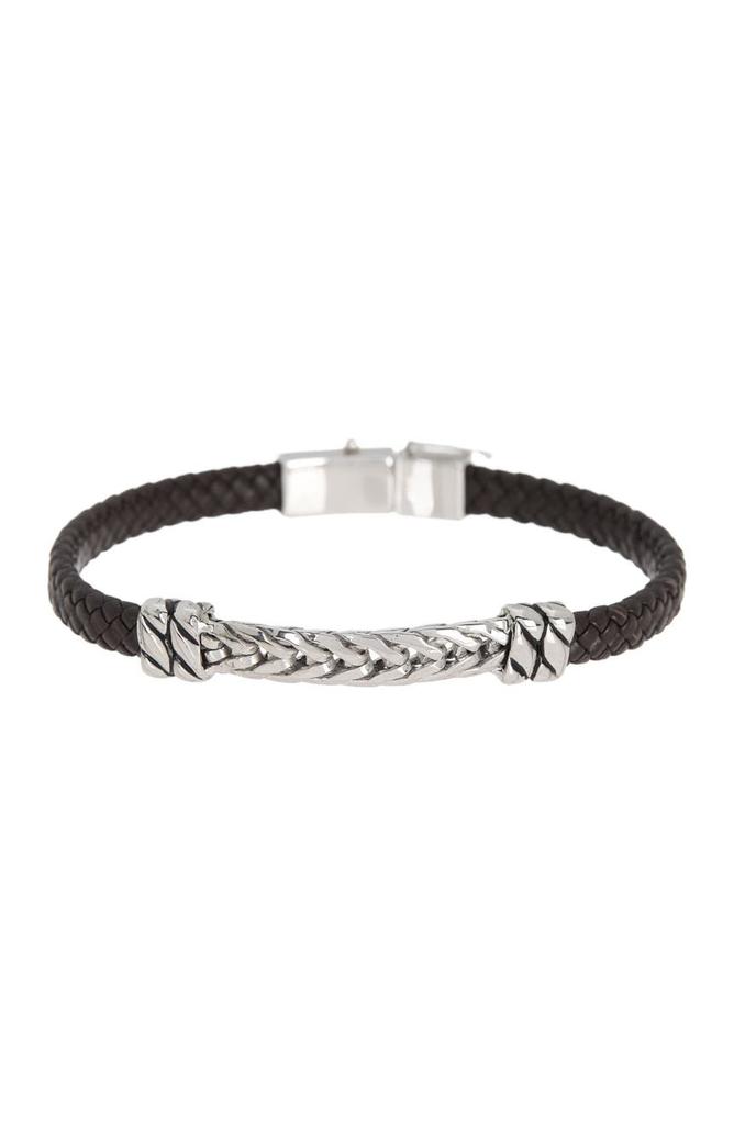 Sterling Silver & Leather Chain Station Bracelet商品第1张图片规格展示