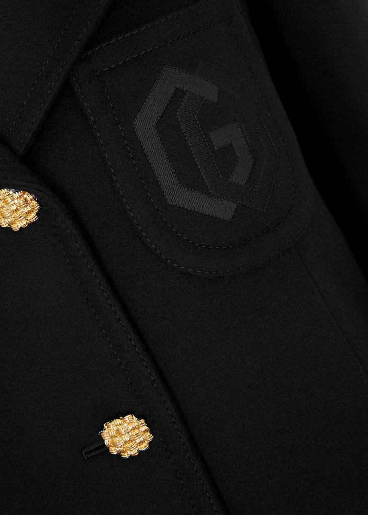 商品Gucci|Black logo-embroidered wool coat,价格¥20407,第7张图片详细描述