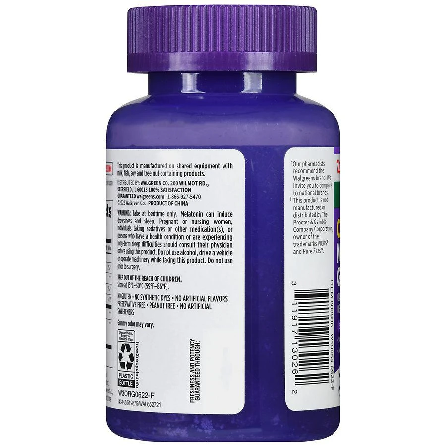 商品Walgreens|Children's Melatonin Gummies Natural Berry,价格¥56,第3张图片详细描述