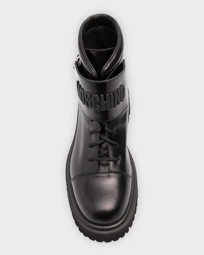 商品Moschino|Men's Leather Logo Combat Boots,价格¥7626,第5张图片详细描述